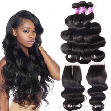 Wholesale Virgin Human Hair Extension Brazillian Hair Bundles Human Hair Weave bundle with closure frontal